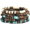 COLORFUL BLING Braccialetto impilabile in stile retrò, con perline di legno Heishi marrone cocco e conchiglie Puka