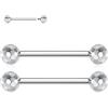 AROWRO Piercing per capezzolo, 14 G, piercing per lingua, piercing per lingua con filettatura interna, anello per capezzolo, ponte, gioielli in titanio