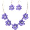 EVER FAITH Collana da donna estiva boho floreale choker, collana e orecchini a forma di fiore, cristallo