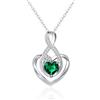Mesovor Collana con Cuore Infinito in Argento per Donna, Gioielli Placcati in Argento Sterling | Collana con Ciondolo con Pietra Portafortuna e Zirconia Cubica Love (Verde)