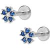 Beydodo Orecchini in Argento Donna, Orecchini Strass Donna Orecchino Placcati Oro Forma di Fiore con Zircone Blu