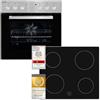 Exquisit Set di fornelli da incasso EHE156-2.1U in acciaio inox, capacità 59 l, 7 funzioni di forno, piano cottura con telaio, classe energetica A