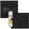 Exquisit Set di stufe, EHE285-HBZ-020, nero, classe di efficienza energetica A, 75 l, piano cottura in vetroceramica, set cottura 60 cm