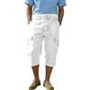 Generic Pantaloncini cargo da uomo, lunghezza 3/4, casual, pantaloni Capri, sotto il ginocchio, pantaloni estivi con coulisse in vita