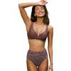 CUPSHE Bikini da donna, a vita alta, con ferretto, copertura inferiore, Marrone/Pois, M