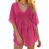 Qianderer Costume da bagno da donna, copricostume da bagno sexy e trasparente, in chiffon, con laccetti in vita, Za Rose Rosso, Etichettalia unica