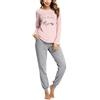 Sykooria Pigiama Donna Cotone Lungo 4 Pezzi Camicie da Notte Invernale Donne Lungo Top e Pantaloni a Manica Lunga S Rosa