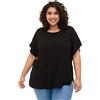 Zizzi - Camicia da donna a maniche corte con scollo rotondo, taglia 42-56 Nero 48/50 IT
