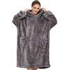 Tuopuda Felpe con Cappuccio Donna Oversize Coperta con Maniche Blanket Hoodie Manica Lunga Felpa con Coperta Indossabile 2 Tasche Fleece Jumper Gigante Taglia Unica Sweatshirt Cappotto, Grigio
