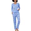 Litherday Pigiama Donna Cotone Due Pezzi Manica Lunga Scollo V Pantaloni | Cotone elasticizzato, scollo V, manica lunga, stampa stelle, pantaloni lunghi coordinati, lavaggio facile, casa notte relax