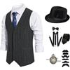 Gissroys Costume da uomo anni '20, costume da roaring anni '20, set di accessori per costume da bagno, cravatta, bretelle, Halloween, cosplay