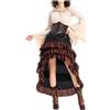 Genérico Vestito rinascimentale Abbigliamento medievale da donna Set di Corsetto Pirata Costume di Carnevale per Cos di Halloween Steampunk Vita a Corsetto con Gonna e Camicetta in Pizzo Pirata