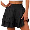 XFSRG Gonna Pantalone Donna Elegant Alta Vita Elastica Estivi Larga Sportiva Casual Corta Gonnapantalone per Golf Jogging Fitness(Nero/S)