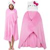 Hello Kitty Sanrio Coperta con Cappuccio, 120x150cm, Soffice Kawaii Copertina Pile, Kuromi, Cinnamoroll, Anime Regalo Donna e Adolescenti