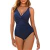 Veranobreeze Costumi da Bagno Interi per Donna Scollo a V Costume Intero Donna con Controllo della Pancia Monokini con arricciature, per Coppe da D a G
