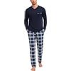 Leversic Pigiama Uomo Invernale Cotone Pigiama Due Pezzi Pigiama Maniche Lunghe e Pantaloni a Quadri S-4XL