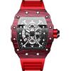 OIDEA Orologio da polso da uomo in silicone Tonneau: cinturino rosso orologio da uomo analogico al quarzo calendario con grande quadrante quadrante sportivo orologi regalo per uomini amici, cinghia