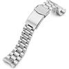 MiLTAT Cinturino per orologio da 22 mm, in acciaio inox 316L, per Orient Mako II, fibbia a V spazzolata