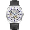 JewelryWe Orologio da Polso da Uomo Meccanico Cinturino in Acciaio inossidabile e Cuoio, Quadrante Trasparente