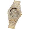 Veemoon Orologio zircone di strass Guarda Bling gruppo musicale acciaio per donne orologio d'oro orologi di da uomo orologi di strass orologi da polso da uomo Golden