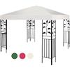 RELAX4LIFE Tetto di Ricambio per Gazebo 3x3m - Telone con Rivestimento in PA e 4 Fori di Drenaggio in Alluminio, Anti-UV, 12 Cinghie a Strappo, Angoli Rinforzati (BEIGE, MONOTELO)