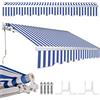 Tubiaz Tenda da sole con braccio snodato, 250x200cm Tenda da Sole a Bracci Estensibili con Telaio in Alluminio e Tettuccio Resistente al Sole e Impermeabile e Manovella, Blu e Bianco