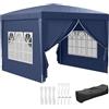 Outsunny Gazebo Pieghevole 3x3 Pop Up con 2 Porte, in Acciaio Blu