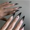 NICENEEDED 24PCS Stampa di Halloween Sulle Unghie, Unghie Finte con Sfumatura di Sangue Nero Unghie Acriliche Lunghe A Spillo, Unghie Finte A Copertura Totale con Luna
