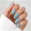 Bryxora 30 Pezzi Unghie Press On Blu a Forma di Mandorla, Unghie Artificiali con Kit di Accessori Completi per Manicure Fai da Te a Casa