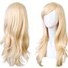 Gairyan Parrucca Bionda Lunga Ondulata Cosplay Parrucca Riccia per Donna 70cm Cosplay Anime Wig Parrucche con Frangia Capelli Sintetici Mossi per Halloween Carnevale Costume Feste a Tema