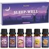 SALKING Oli Essenziali Dormire bene per Diffusori 6x10ml, Set di Olio Essenziale Puri per Aromaterapia e Massaggi - Vetiver, benzoino, valeriana, elicriso, lavanda, legno di sandal