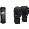 LEONE 1947 - Sacco Allenamento Made In Italy, Nero, 30 Kg - Esclusiva Amazon & Gn059 - Guantoni Boxe Black Edition, Unisex - Adulto, Nero, 12Oz