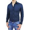 Evoga Camicia Uomo Elegante Casual Slim Fit Elasticizzata Aderente (3XL, Blu Scuro)