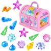 AIEDECOPT Gemme Pirata Set, 36 Pietre Colorate con 1 Forziere Pirati, Gemme per Giocattoli Subacquei, Giocattoli per Immersioni con Gemmes per per Piscine, Spiagge e Cacce al Tesoro (Rosa)