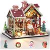 Cuteefun Miniature da Costruire con Musica, Casa delle Bambole DIY con Luci Touch, Diorama Natalizio, Natale e Compleanni (Rifugio di Natale)