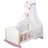 roba Lettino per Bambole Scarlett, Accessori in Tessuto, Baldacchino, Legno, Bianco