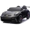 FINOOS Macchina Elettrica per Bambini Porsche 911 GT3 24V, 2 posti, con telecomando 2,4Ghz, 4 x 24V 200Watt, 1-7 anni (Nero)