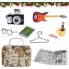 SHOWHEEL Accessori in Miniatura, 10 Pezzi di Accessori per Casa delle Bambole in Miniatura, Set di Decorazioni Vintage in Miniatura 1:12 Simulazione Valigia Chitarra Fotocamera Modello Libri Spazzolino da