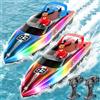 YOOHBERRYS Barca Telecomandata 2 Pezzi con Luce LED, 2,4 GHz Barca RC per Bambini Adulti, Motoscafo Elettrico 15+ KMH per Piscine e Laghi (2PCS)