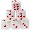 WeLoveDice - Dadi bianchi con cuori rossi - Made in Germany - 6 pezzi