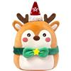 POPOYU Natale alce peluche cuscino giocattolo, cuscino alce con un papillon verde, dolce peluche cuscino bambola morbido cotone peluche bambola, per bambini ragazze ragazzi compleanno Natale
