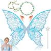 YeahBoom Costume a forma di ali delle fate, per adulti, ali di farfalla con orecchie da elfo, fascia per fata e stelle, ali da principessa da donna, adatto per carnevale, compleanno, cosplay, feste, Halloween