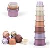 ZHUOYOU Bambini Tazza Impilabile Giocattolo,8 Pezzi Impilabili Cubi Arcobaleno Colore,Gioco da Bagno Educativa per 6 12 18 Mesi Ragazzi e Ragazze