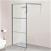 Jaxguom Box doccia Walk-In 100×200 cm Nero, vetro di sicurezza ESG da 5 mm con telaio in alluminio completo, intervallo di regolazione 0-10 mm, separazione doccia montabile a sinistra/destra