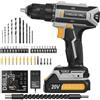 VIWKO Avvitatore a Batteria, 20V Trapano Avvitatore Batteria, Trapano Elettrico con 25+1 Coppie, 42Nm MAX, Luce LED, Set di 56 Accessori per Trapano per Manutenzione e Fai da te, Grigio