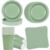 Alaoo 96pcs Set di stoviglie per Feste, Set di stoviglie Verde Salvia