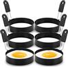 LDXDRU 6 Pezzi Anelli per Uova in Acciaio Inox, Stampo Nero 9 cm, Forma per Frittelle Alta 7,8 cm, Accessorio per Padella Frittata, Pancake, Hamburger e Colazione