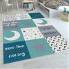 Paco Home Tappeto Per Bambini Stanza Dei Bambini Maschietti Cuori Stelle Luna Detto Blu Grigio, Dimensione:180x280 cm
