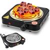 Yuragim Accendino elettrico per carbone, 1000 W, 5 livelli di calore, con griglia in acciaio inox per carbone, piano cottura mobile, forno a carbone, barbecue a carbone per carbone di cocco, carbonella