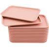 HIJNXG 24 vassoi da portata, in plastica PP, impilabili, con bordo rialzato e superficie satinata, lavabili in lavastoviglie, per ristoranti, mense, buffet e feste (rosa)
